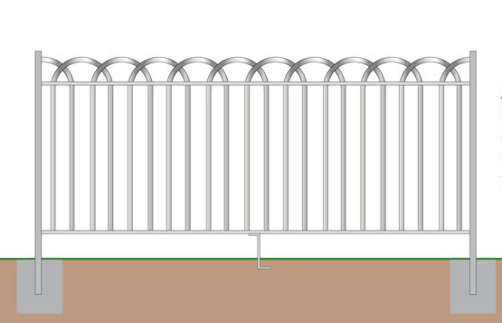 Interlaced bow top fencing design with ornamental effects used for garden fencing