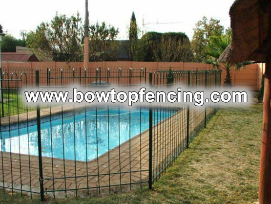 Bow top steel bar fences