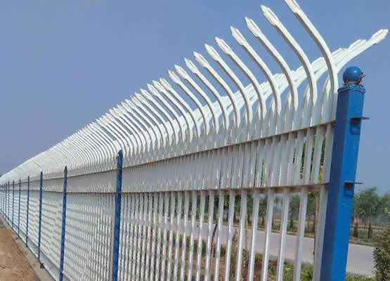 High secuirty steel fencing with bent spear top